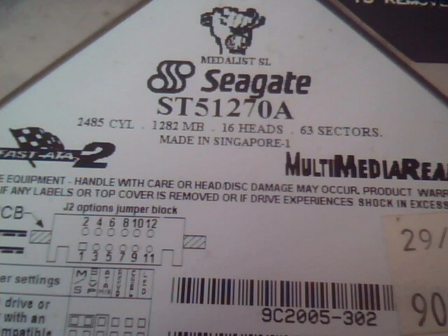 Hard Drive IDE Seagate Medalist SL ST51270A 9C2005-302 1.2G FAST ATA2 ✅TESTED - image 2