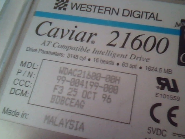 Hard Drive IDE Western Digital Caviar WDAC21600-00H 99-004199-000 21600 - image 2