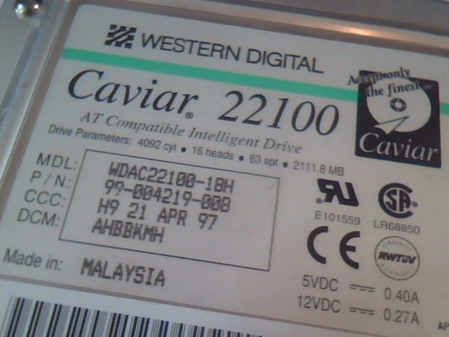 Hard Disk Drive IDE Western Digital Caviar WDAC22100-18H 99-004219-008 00087933 - image 2
