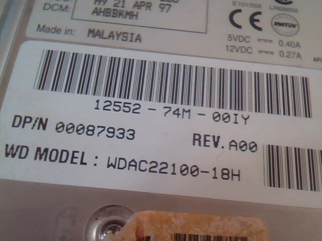 Hard Disk Drive IDE Western Digital Caviar WDAC22100-18H 99-004219-008 00087933 - image 3