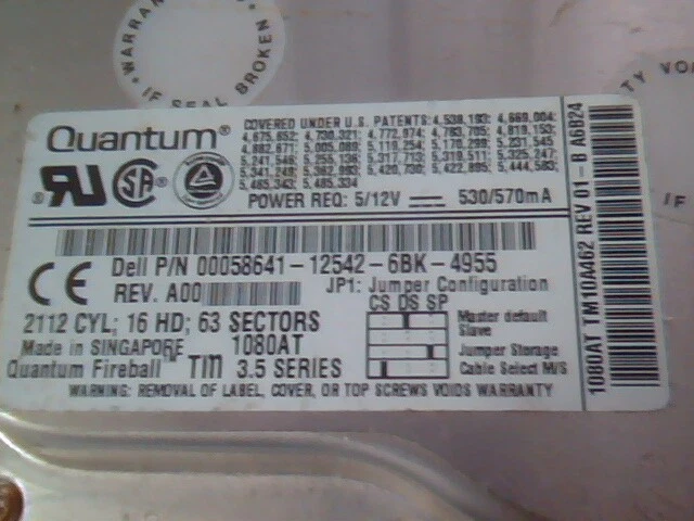 Hard Drive IDE Quantum Fireball 00058641 TM10A462 1080 - image 2