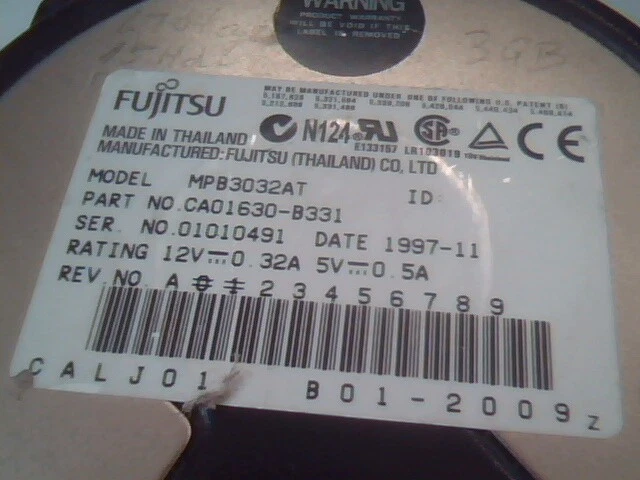 Hard Disk Drive IDE Fujitsu MPB3032AT CA01630-B331 1997-11 B01-2009 rev A2 - image 2