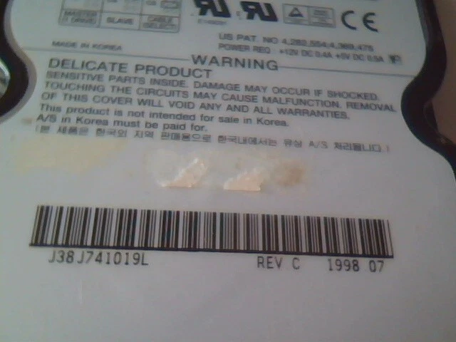 Hard Drive IDE Disk Samsung WU32165A J38J741019L W521 - image 3