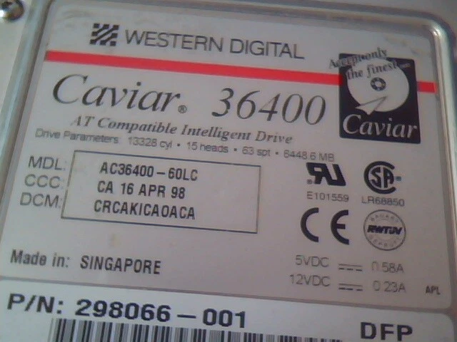 Hard Drive IDE Disk Western Digital Caviar 36400 AC36400-60LC 298066-001 - image 2