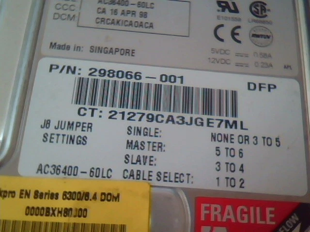 Hard Drive IDE Disk Western Digital Caviar 36400 AC36400-60LC 298066-001 - image 3