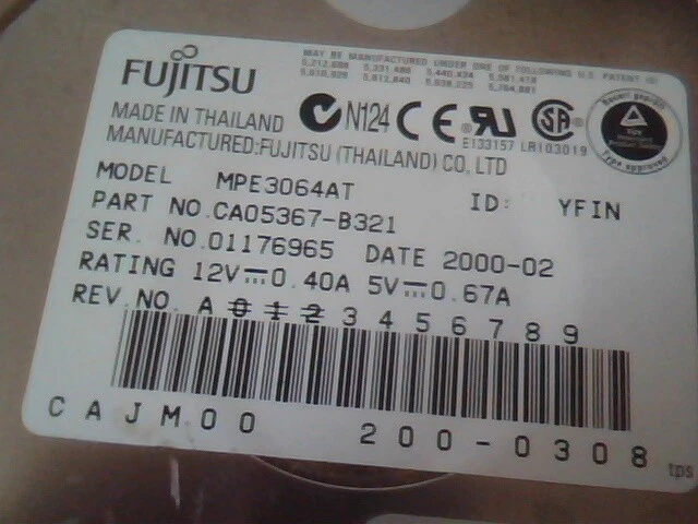 Hard Drive IDE Disk Fujitsu MPE3064AT CA05367-B321 EFIN 200-0308 - image 2
