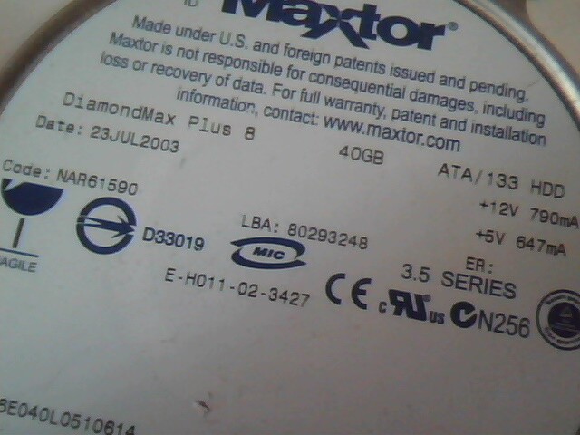 Hard Drive IDE Disk Maxtor DiamondMax Plus 8 NAR61590 80293248 40GB - image 2