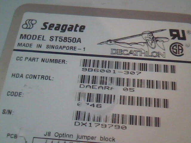 Hard Drive IDE Disk Seagate ST5850A 9B6001-307 DX068804 - image 2