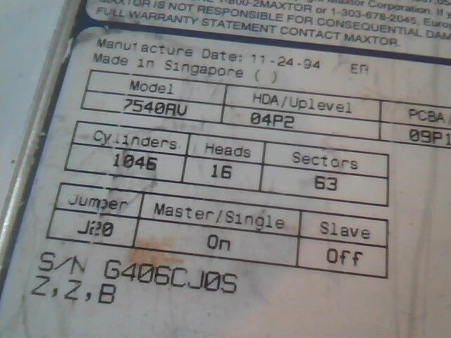 Hard Drive IDE Disk Maxtor 7540AV 04P2 G406CJ0S 01P1 - image 2