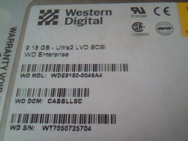 Hard Disk Drive SCSI Western Digital WDE9180-0048A4 CABBLLSC 9.18GB Ultra2 LVD - image 2