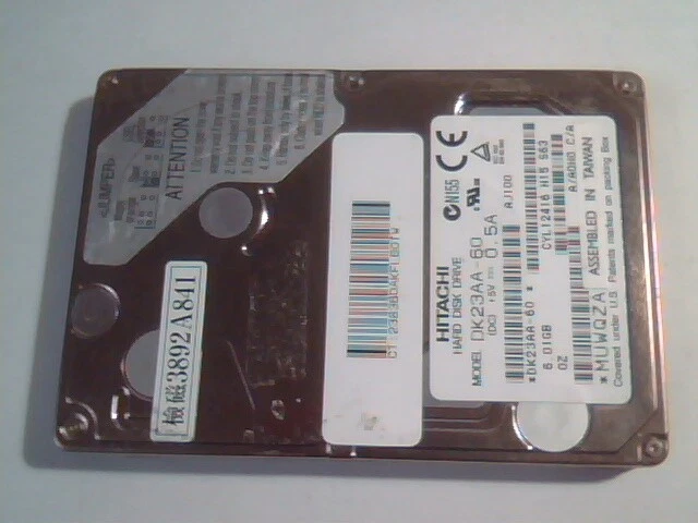 2.5 in Hard Disk Drive IDE Hitachi DK23AA-60 3892A841