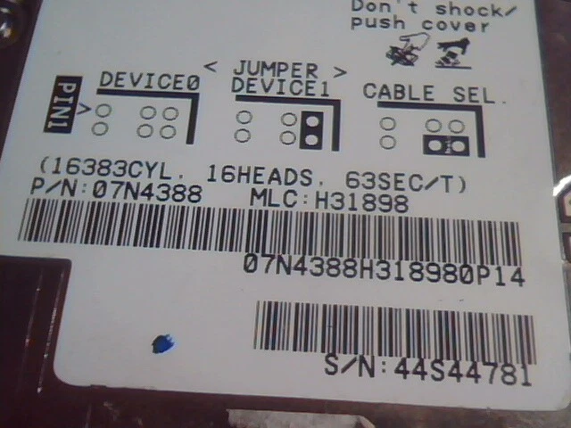 2.5 in Hard Disk Drive IDE IBM Travelstar DJSA-220 07N4388 T 20GB H31898 - image 3