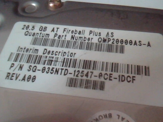 Hard Drive IDE Disk Quantum Fireball Plus QMP20000AS-A 20.5GB 20.5AT - image 3