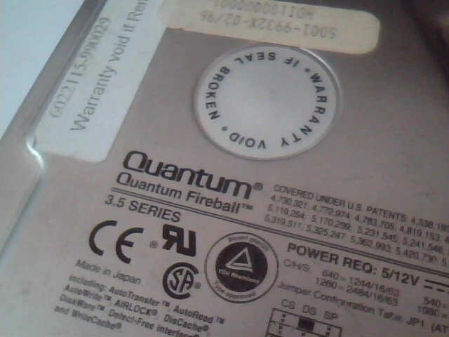 Hard Drive IDE Disk Quantum Fireball FB12A012 1280AT - image 2