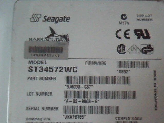 Hard Drive SCSI Disk Seagate Barracuda ST34572WC 9J6003 A-02-9908-6 - image 2