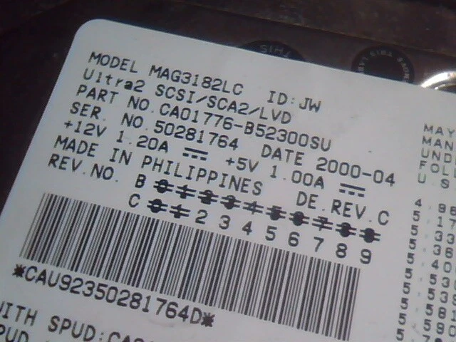 Hard Disk Drive SCSI Disk Fujitsu MAG3182LC CA01776-852300SV Ultra2 - image 2