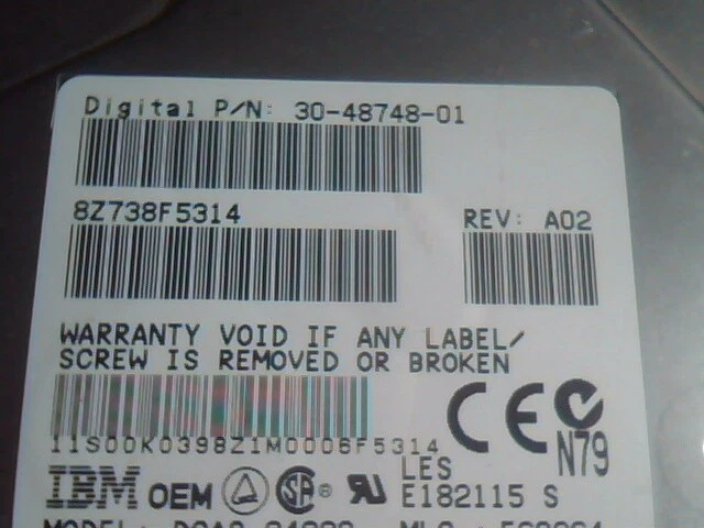 Hard Drive SCSI Disk IBM DCAS-34330 00K0398 E182115 DEC 30-48748-01 - image 2