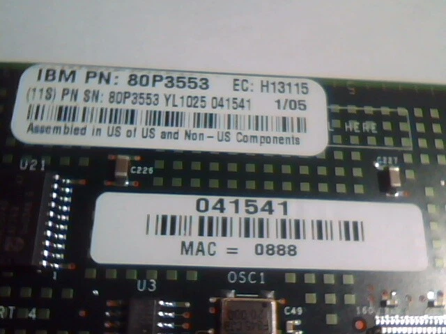 IBM RS6000 4 Port Quad Ethernet Card 80P3553 - image 4