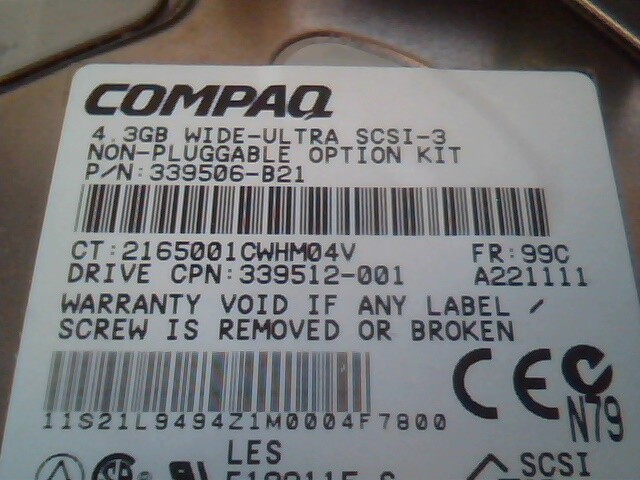 Hard Drive SCSI Disk Compaq DDRS-34560 339506-B21 21L9443 4.3GB - image 2