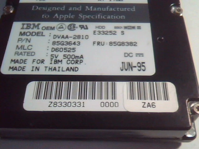 2.5 Hard Disk Drive IDE Apple IBM DVAA-2810 85G3643 D60525 - image 3