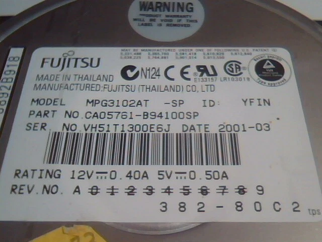 Hard Drive IDE Disk Fujitsu MPG3102AT CA05761-B94100SP - image 2