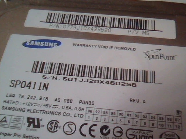 Hard Drive IDE Samsung Spinpoint SP0411N 0779J1CX429520 - image 2