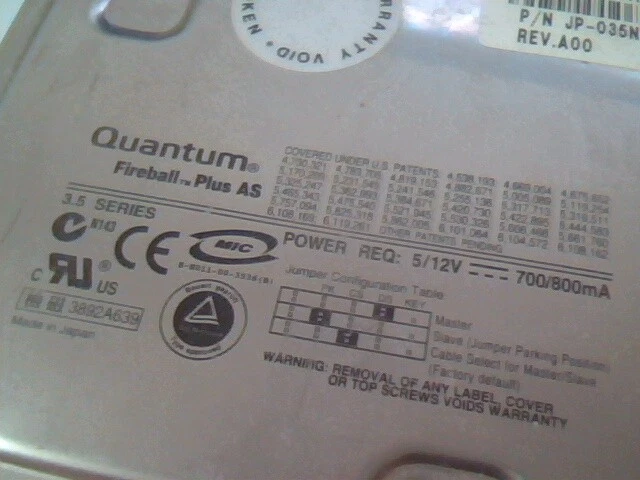 Hard Drive IDE Disk Quantum Fireball Plus AS QMP20000AS-A 20.5AT AS20A014-02-B - image 2