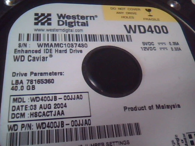 Hard Disk Drive IDE Western Digital WD400JB-00JJA0 WD400 78165360 40GB - image 2