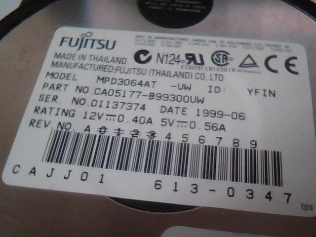 Hard Drive IDE Disk Fujitsu MPD3064AT CA05177-B99300VW - image 2