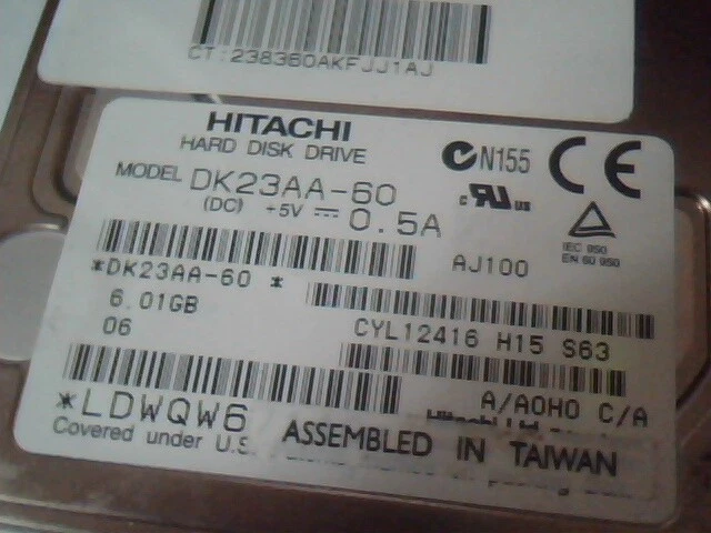 2.5 Hard Drive IDE Hitachi DK23AA-60 AJ100 3892A841 HDD - image 2