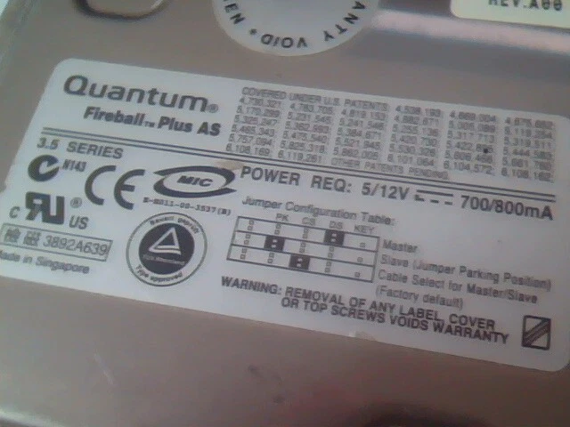 Hard Disk Drive IDE Quantum Fireball Plus AS QMP20000AS-A 20.5GB A00 - image 2