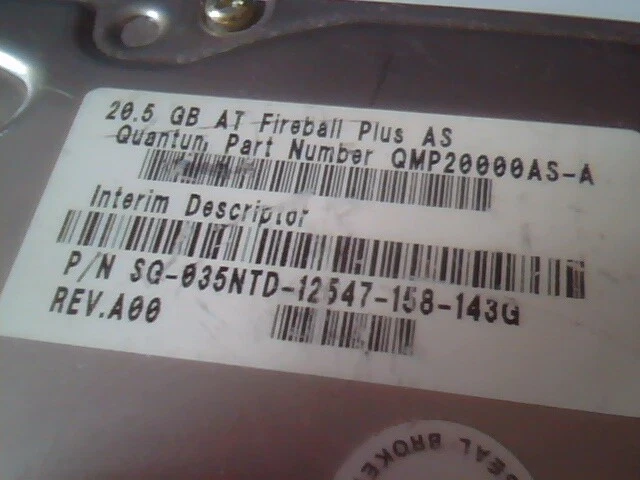 Hard Disk Drive IDE Quantum Fireball Plus AS QMP20000AS-A 20.5GB A00 - image 3