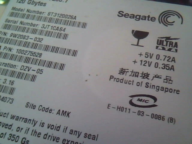 Hard Disk Drive IDE Seagate Barracuda ST3120026A 9W2083-032 100275528 - image 3