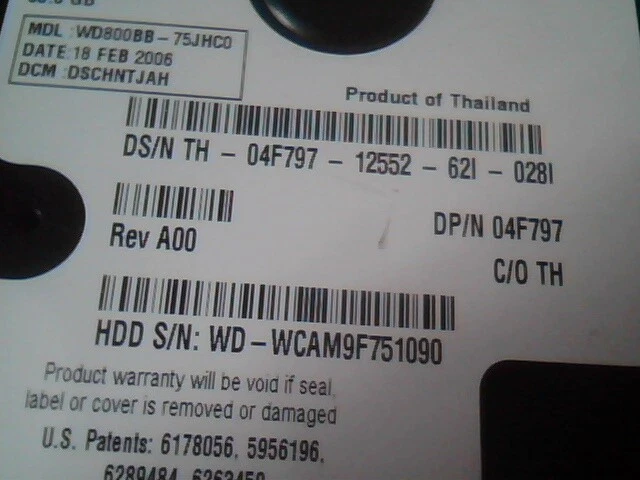 Hard Drive IDE Western Digital Caviar WD800BB-75JHC0 WD800 15650000 80GB - image 3