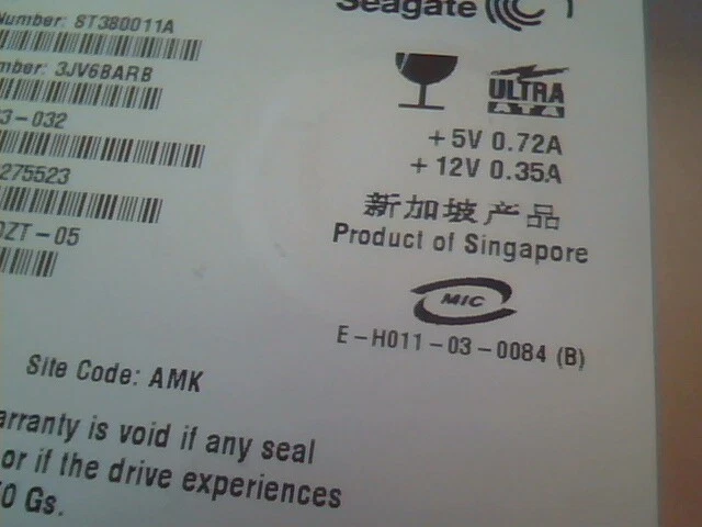 Hard Disk Drive IDE Seagate Barracuda ST380011A 9W2003-032 DZT-04 100275523 - image 3