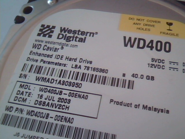 Hard Drive IDE Western Digital Caviar WD400JB-00ENA0 DSBANV2CH 40GB - image 2