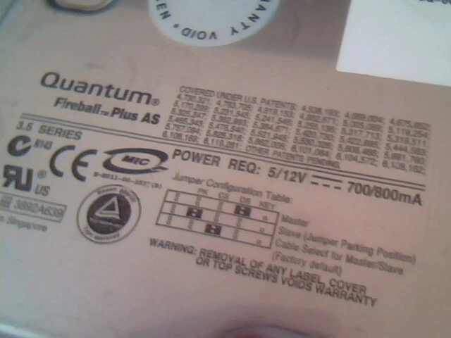 Hard Drive IDE Quantum Fireball Plus AS QMP40000AS-A 40GB A00 - image 2