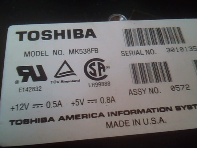 Hard Drive SCSI Disk Toshiba MK538FB A3324221 0572 Rev 02 HDD 1.2G Ontario - image 2