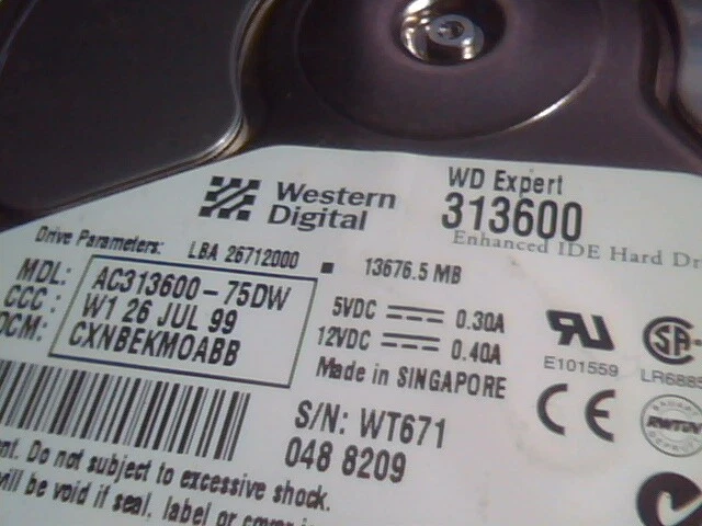 Hard Drive Disk IDE Western Digital Expert 313600 AC313600-75DW 26712000 Rev.A00 - image 2