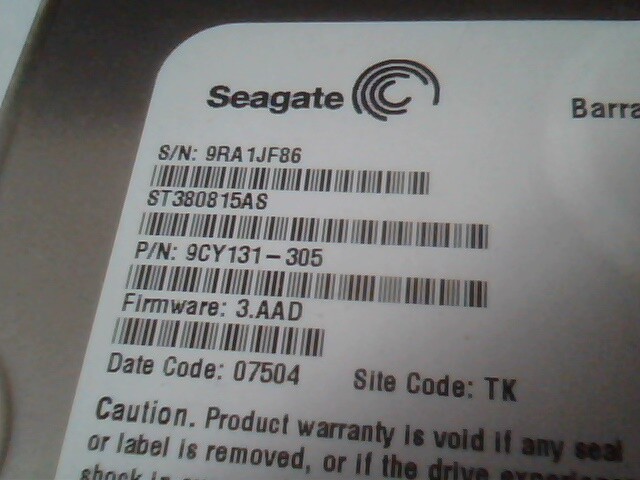 Hard Drive SATA Disk Seagate Barracuda 7200.10 ST380815AS 9CY131.305 STX-L3510 - image 3