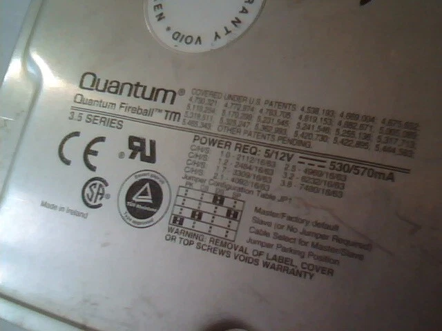 Hard Drive IDE Disk Quantum Fireball TM TM21A10J 02-D A6B24 2110AT 7223A1C
