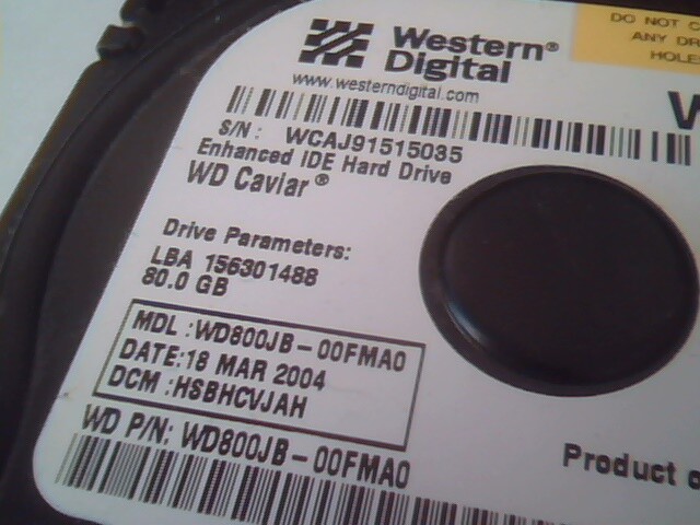 Hard Drive Disk IDE Western Digital Caviar WD800 WD800JB-00FMA0 156301488 80GB - image 2
