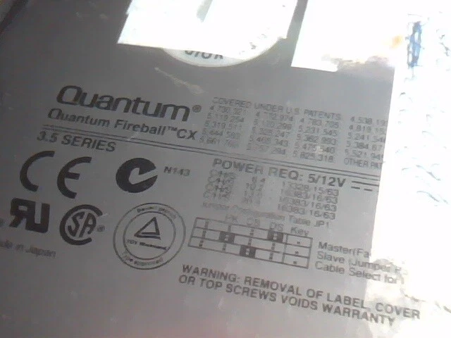 Hard Drive Disk IDE Quantum Fireball CX CX10A013 02-B 10.2AT ACXF0B00