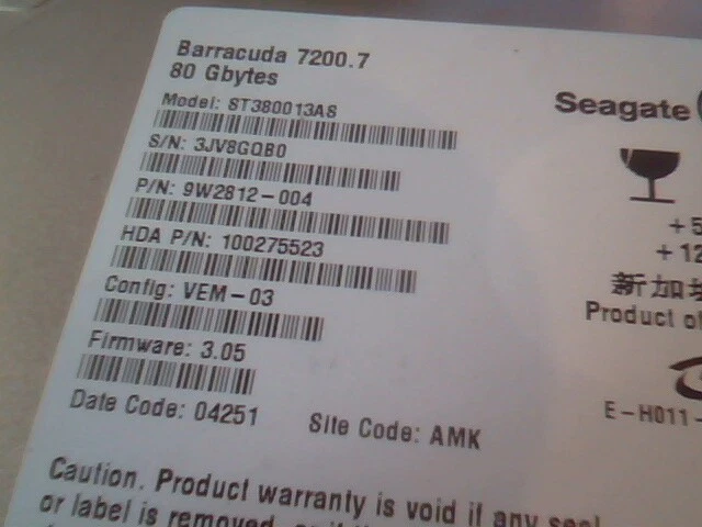 Hard Drive SATA Seagate Barracuda 7200.7 ST380013AS 9W2812-004 100275523 80GB - image 2