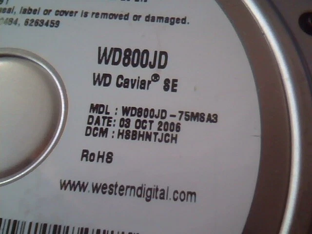 Hard Drive SATA Western Digital Caviar SE WD800JD-75MSA3 HSBHNTJCH WD800JD 80GB - image 2
