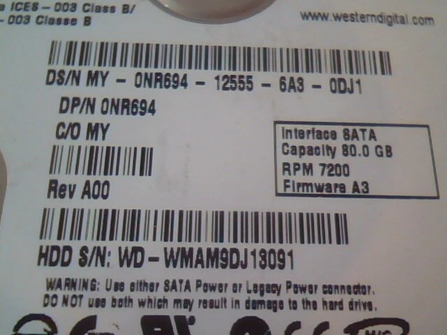 Hard Drive SATA Western Digital Caviar SE WD800JD-75MSA3 HSBHNTJCH WD800JD 80GB - image 4