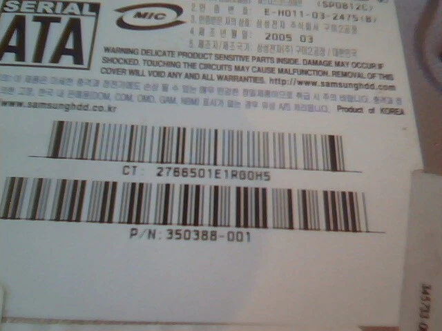 Hard Disk Drive SATA Samsung Spinpoint SP0812C 0896J1FY311725 350388-001 80GB - image 4