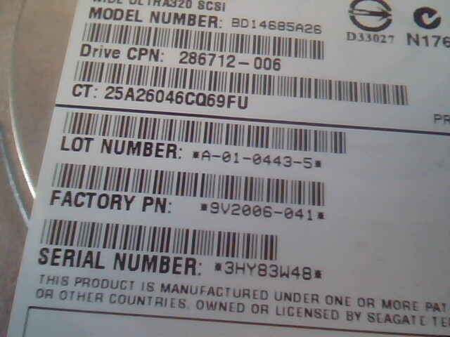 Hard Disk Drive SCSI HP invent Ultra320 BD14685A26 286712-006 3R-A3835-AA D33027 - image 3