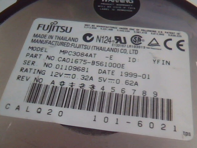 Hard Disk Drive IDE Fujitsu MPC3084AT CA01675-B561000E CALQ20 101-6021 YFIN HDD - image 2