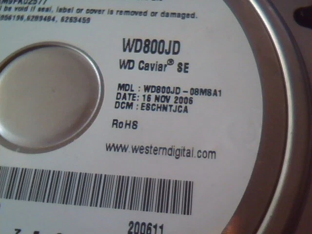Hard Disk Drive SATA Western Digital WD800JD-08M8A1 40Y9034 ESCHNTJCA 156312576 - image 3